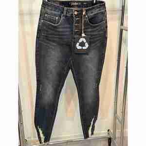 Indigo Rein High Rise Frayed Skinny Jeans